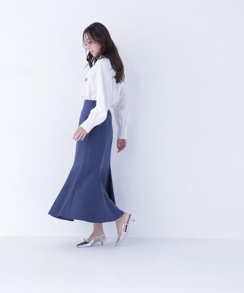 NATURAL BEAUTY BASIC(ナチュラルビューティーベーシック)の「◇スキッパーリボンタイブラウス(シャツ/ブラウス・レディース・ライトグリーン/ネイビー/オフホワイト・MEDIUM/SMALL)」の6枚目の写真