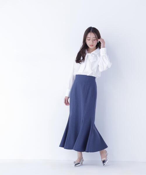 NATURAL BEAUTY BASIC(ナチュラルビューティーベーシック)の「◇スキッパーリボンタイブラウス(シャツ/ブラウス・レディース・ライトグリーン/ネイビー/オフホワイト・MEDIUM/SMALL)」の12枚目の写真