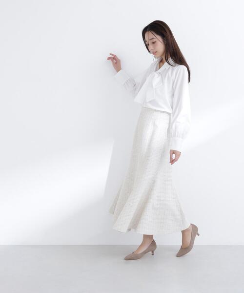 NATURAL BEAUTY BASIC(ナチュラルビューティーベーシック)の「◇スキッパーリボンタイブラウス(シャツ/ブラウス・レディース・ライトグリーン/ネイビー/オフホワイト・MEDIUM/SMALL)」の16枚目の写真