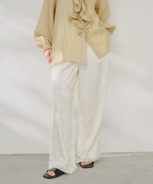 Shelly island（シェリーアイランド）の「オーガンジーイージーパンツ（その他パンツ・レディース・チャコールグレー/ホワイト・FREE）」の2枚目の写真