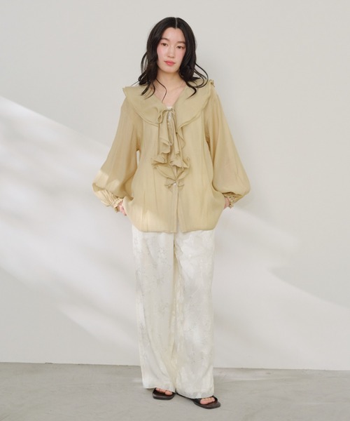 Shelly island（シェリーアイランド）の「オーガンジーイージーパンツ（その他パンツ・レディース・チャコールグレー/ホワイト・FREE）」の7枚目の写真