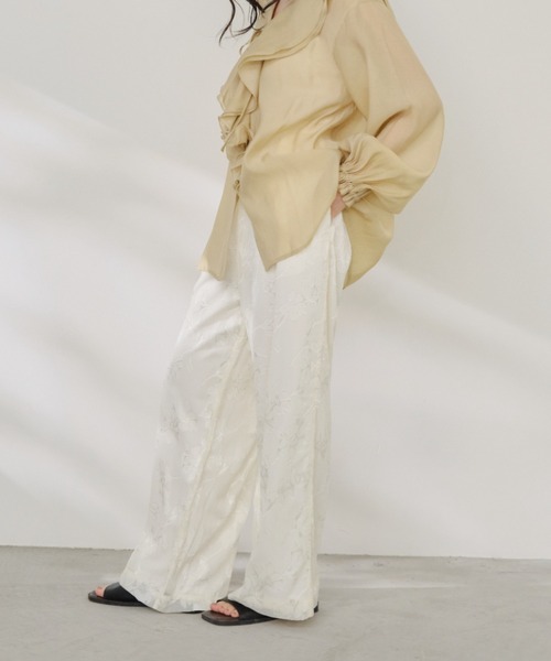 Shelly island（シェリーアイランド）の「オーガンジーイージーパンツ（その他パンツ・レディース・チャコールグレー/ホワイト・FREE）」の4枚目の写真