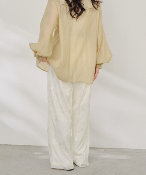 Shelly island（シェリーアイランド）の「オーガンジーイージーパンツ（その他パンツ・レディース・チャコールグレー/ホワイト・FREE）」の5枚目の写真