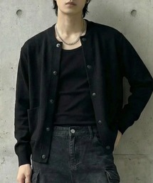 BENUSTA（ベヌスタ）の「A'GEM/9 × .kom 『BENUSTA /ベヌスタ』スタンドカラーニットスナップカーディガン（カーディガン/ボレロ）」