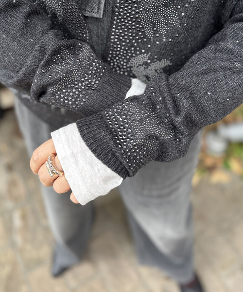 JOURNAL STANDARD LUXE（ジャーナルスタンダード　ラックス）の「ウールMIXビジューカーディガン（ニット/セーター・レディース・グレー/チャコールグレー・FREE）」の10枚目の写真