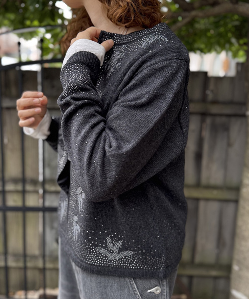 JOURNAL STANDARD LUXE（ジャーナルスタンダード　ラックス）の「ウールMIXビジューカーディガン（ニット/セーター・レディース・グレー/チャコールグレー・FREE）」の12枚目の写真