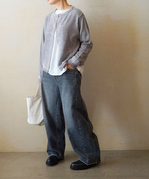 JOURNAL STANDARD LUXE（ジャーナルスタンダード　ラックス）の「ウールMIXビジューカーディガン（ニット/セーター・レディース・グレー/チャコールグレー・FREE）」の13枚目の写真