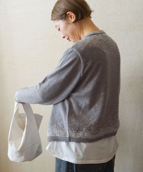 JOURNAL STANDARD LUXE（ジャーナルスタンダード　ラックス）の「ウールMIXビジューカーディガン（ニット/セーター・レディース・グレー/チャコールグレー・FREE）」の16枚目の写真