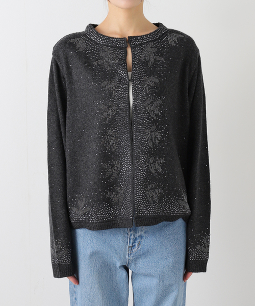 JOURNAL STANDARD LUXE（ジャーナルスタンダード　ラックス）の「ウールMIXビジューカーディガン（ニット/セーター・レディース・グレー/チャコールグレー・FREE）」の18枚目の写真