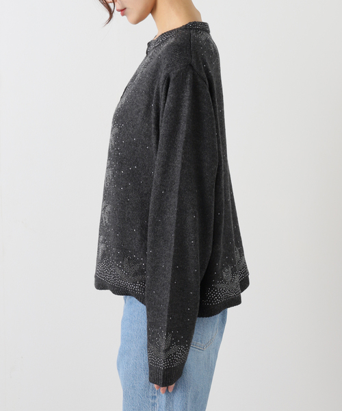 JOURNAL STANDARD LUXE（ジャーナルスタンダード　ラックス）の「ウールMIXビジューカーディガン（ニット/セーター・レディース・グレー/チャコールグレー・FREE）」の19枚目の写真