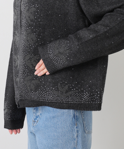 JOURNAL STANDARD LUXE（ジャーナルスタンダード　ラックス）の「ウールMIXビジューカーディガン（ニット/セーター・レディース・グレー/チャコールグレー・FREE）」の3枚目の写真