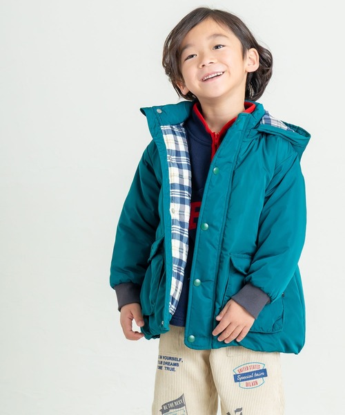 DILASH(ディラッシュ)の「中綿ジャケット(フード取り外し可)(ダウンジャケット/コート・キッズ・グリーン/チャコールグレー・100/90/80/110/140/120/130)」の1枚目の写真