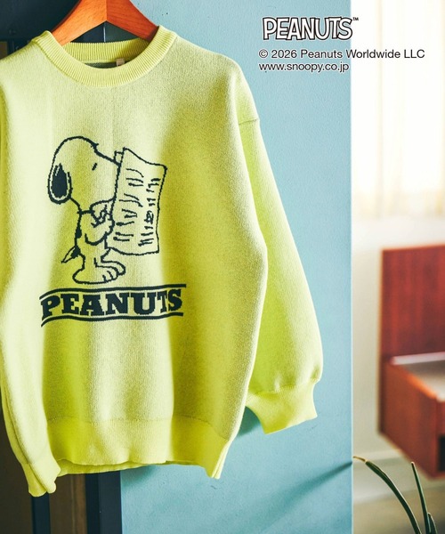 GLOBAL WORK(グローバルワーク)の「PEANUTS/スウェットライクニットプルオーバー/633929(ニット/セーター・キッズ・イエロー/アイボリー・160cm/150cm/140cm/130cm)」の1枚目の写真