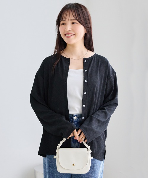 LAVEANGE（ラビアンジェ）の「シアーブラウスカーデ（カーディガン/ボレロ・レディース・ブラック/オフホワイト/ブルー・M/LL/3L/4L/5L）」の3枚目の写真