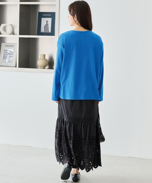 LAVEANGE（ラビアンジェ）の「シアーブラウスカーデ（カーディガン/ボレロ・レディース・ブラック/オフホワイト/ブルー・M/LL/3L/4L/5L）」の13枚目の写真