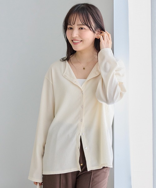 LAVEANGE（ラビアンジェ）の「シアーブラウスカーデ（カーディガン/ボレロ・レディース・ブラック/オフホワイト/ブルー・M/LL/3L/4L/5L）」の15枚目の写真