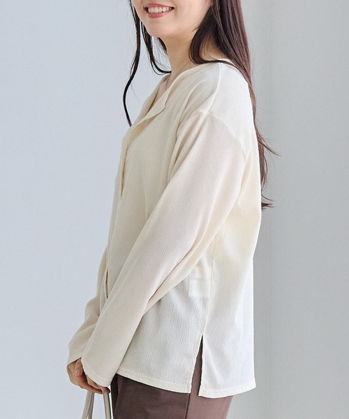 LAVEANGE（ラビアンジェ）の「シアーブラウスカーデ（カーディガン/ボレロ・レディース・ブラック/オフホワイト/ブルー・M/LL/3L/4L/5L）」の16枚目の写真