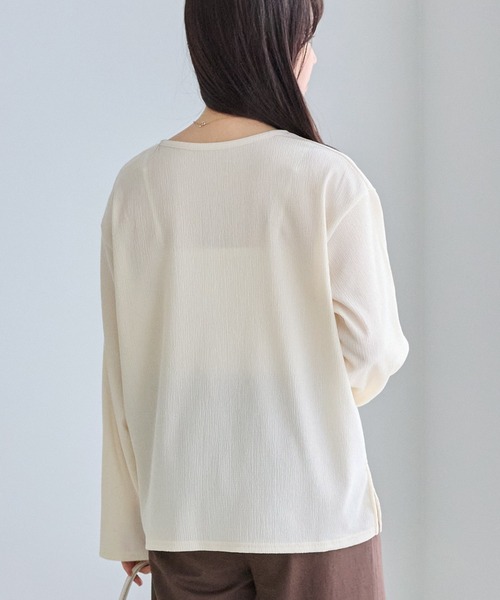 LAVEANGE（ラビアンジェ）の「シアーブラウスカーデ（カーディガン/ボレロ・レディース・ブラック/オフホワイト/ブルー・M/LL/3L/4L/5L）」の17枚目の写真