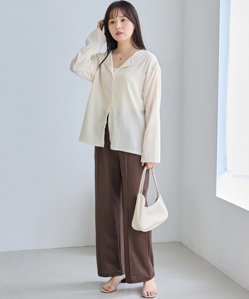 LAVEANGE（ラビアンジェ）の「シアーブラウスカーデ（カーディガン/ボレロ・レディース・ブラック/オフホワイト/ブルー・M/LL/3L/4L/5L）」の20枚目の写真