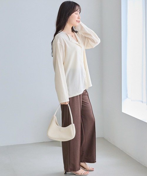 LAVEANGE（ラビアンジェ）の「シアーブラウスカーデ（カーディガン/ボレロ・レディース・ブラック/オフホワイト/ブルー・M/LL/3L/4L/5L）」の21枚目の写真