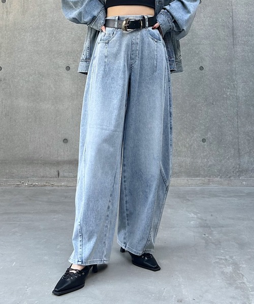 ★PAGEBOY★まるでデニム見え！マルデニコクーンパンツ大人気完売紫外線カット まるでデニム見え！/紫外線カット/接触冷感＞マルデニコクーンパンツ