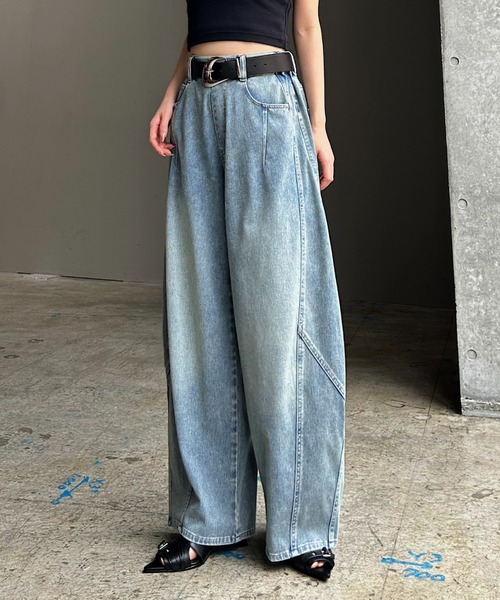 ★PAGEBOY★まるでデニム見え！マルデニコクーンパンツ大人気完売紫外線カット まるでデニム見え！/紫外線カット/接触冷感＞マルデニコクーンパンツ