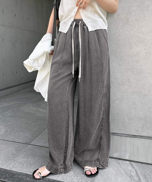 セール】テンセルデニムイージーワイドパンツ（デニムパンツ