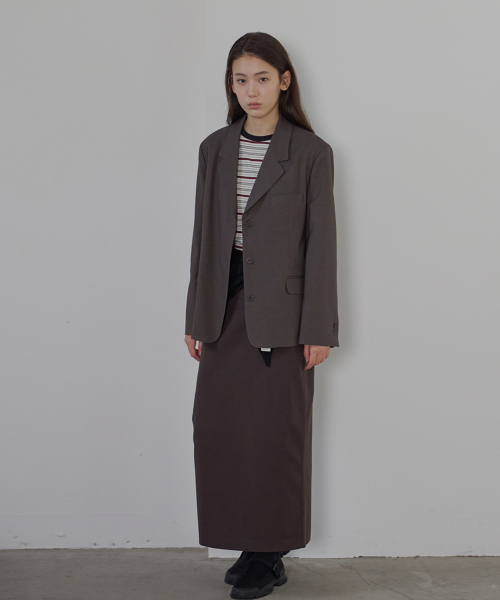 BUT'TON(ボッタン)の「WooL Single Jacket (Chacoal-Brown)(テーラードジャケット・レディース・その他・FREE)」の1枚目の写真