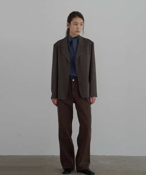 BUT'TON(ボッタン)の「WooL Single Jacket (Chacoal-Brown)(テーラードジャケット・レディース・その他・FREE)」の2枚目の写真