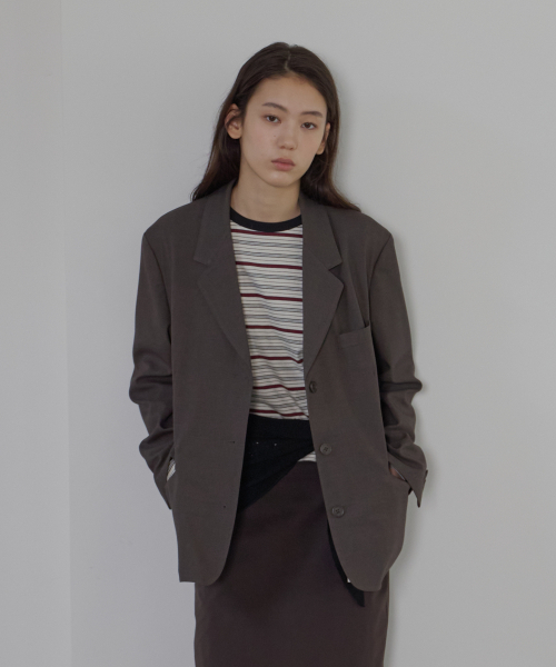 BUT'TON(ボッタン)の「WooL Single Jacket (Chacoal-Brown)(テーラードジャケット・レディース・その他・FREE)」の3枚目の写真