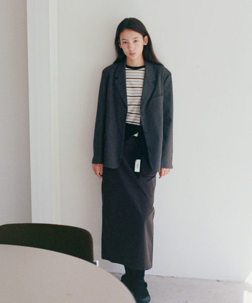 BUT'TON(ボッタン)の「WooL Single Jacket (Chacoal-Brown)(テーラードジャケット・レディース・その他・FREE)」の4枚目の写真