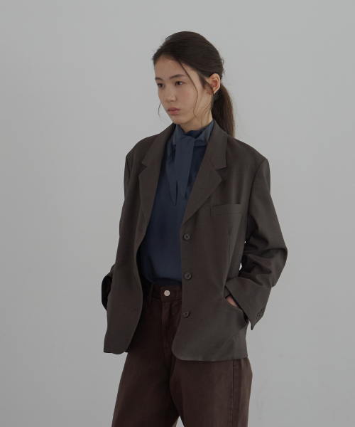 BUT'TON(ボッタン)の「WooL Single Jacket (Chacoal-Brown)(テーラードジャケット・レディース・その他・FREE)」の5枚目の写真