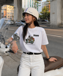 バイクアンドゴー メンズ 半袖Tシャツ (ホワイト)