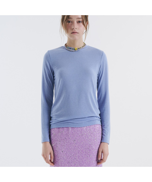 VOYONN(ボヨン)の「ラウンド長袖Tシャツブルー0098(Tシャツ/カットソー・レディース・ブルー・M)」の1枚目の写真