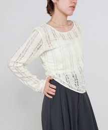 select MOCA | クラッシュデザインサイドドレープトップス(Tシャツ/カットソー)