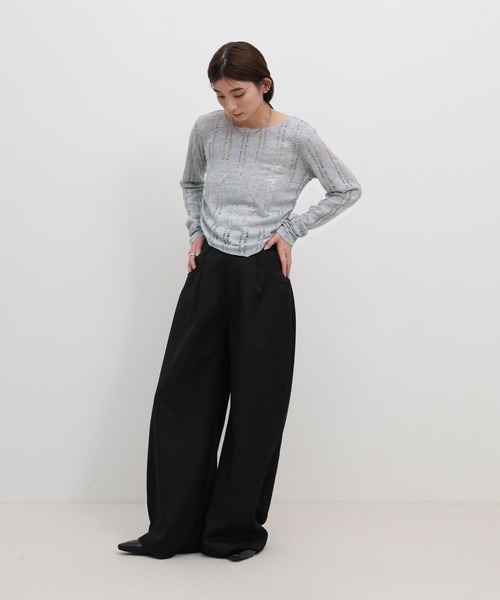 select MOCA(セレクトモカ)の「クラッシュデザインサイドドレープトップス(Tシャツ/カットソー・レディース・ライトグレー/アイボリー/チャコールグレー・FREE)」の20枚目の写真