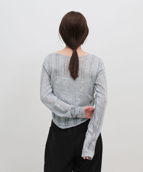 select MOCA(セレクトモカ)の「クラッシュデザインサイドドレープトップス(Tシャツ/カットソー・レディース・ライトグレー/アイボリー/チャコールグレー・FREE)」の22枚目の写真