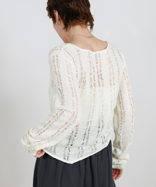 select MOCA(セレクトモカ)の「クラッシュデザインサイドドレープトップス(Tシャツ/カットソー・レディース・ライトグレー/アイボリー/チャコールグレー・FREE)」の15枚目の写真