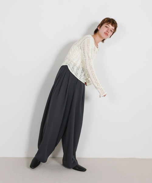 select MOCA(セレクトモカ)の「クラッシュデザインサイドドレープトップス(Tシャツ/カットソー・レディース・ライトグレー/アイボリー/チャコールグレー・FREE)」の11枚目の写真