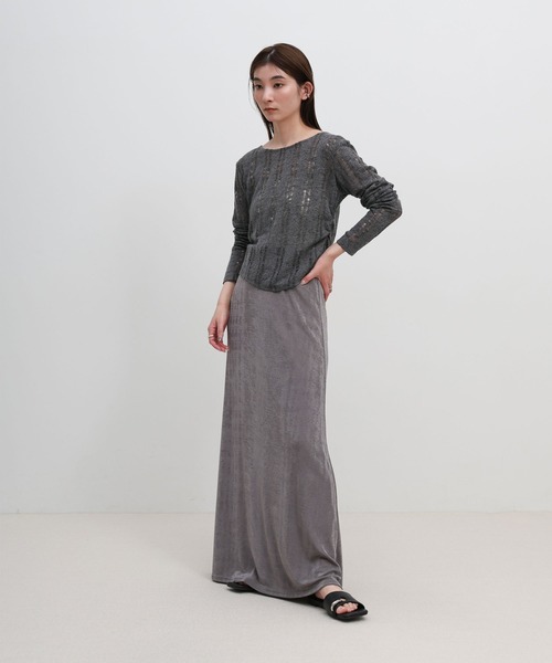 select MOCA(セレクトモカ)の「クラッシュデザインサイドドレープトップス(Tシャツ/カットソー・レディース・ライトグレー/アイボリー/チャコールグレー・FREE)」の7枚目の写真