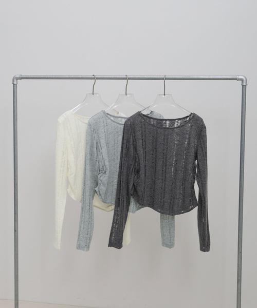 select MOCA(セレクトモカ)の「クラッシュデザインサイドドレープトップス(Tシャツ/カットソー・レディース・ライトグレー/アイボリー/チャコールグレー・FREE)」の16枚目の写真