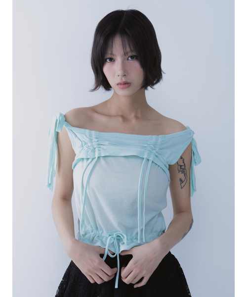 SETSETSET（セットセットセット）の「RABBIT SHIRRING T-SHIRT MINT（Tシャツ/カットソー・レディース・その他・ONE SIZE）」の10枚目の写真