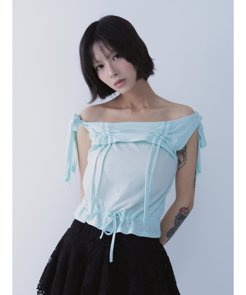 SETSETSET（セットセットセット）の「RABBIT SHIRRING T-SHIRT MINT（Tシャツ/カットソー・レディース・その他・ONE SIZE）」の5枚目の写真