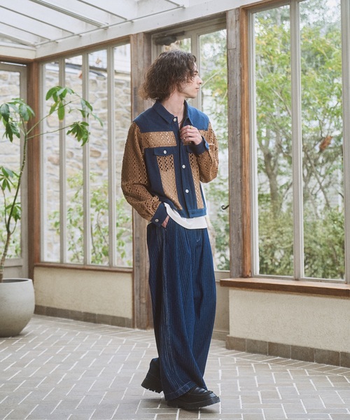 CASPER JOHN(キャスパージョン)の「Side pin tuck stripe denim pants/サイドピンタックストライプデニムパンツ(デニムパンツ・メンズ・ブラック/ネイビー・MEDIUM/SMALL/X-SMALL/LARGE)」の10枚目の写真