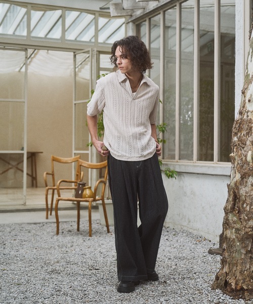 CASPER JOHN(キャスパージョン)の「Side pin tuck stripe denim pants/サイドピンタックストライプデニムパンツ(デニムパンツ・メンズ・ブラック/ネイビー・MEDIUM/SMALL/X-SMALL/LARGE)」の6枚目の写真