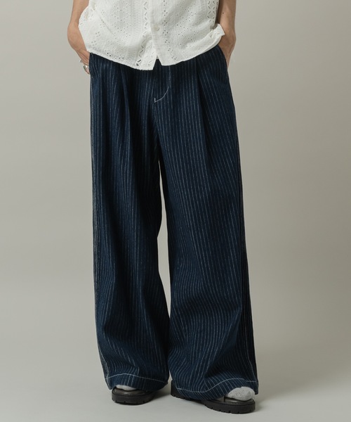 CASPER JOHN(キャスパージョン)の「Side pin tuck stripe denim pants/サイドピンタックストライプデニムパンツ(デニムパンツ・メンズ・ブラック/ネイビー・MEDIUM/SMALL/X-SMALL/LARGE)」の17枚目の写真