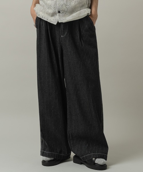 CASPER JOHN(キャスパージョン)の「Side pin tuck stripe denim pants/サイドピンタックストライプデニムパンツ(デニムパンツ・メンズ・ブラック/ネイビー・MEDIUM/SMALL/X-SMALL/LARGE)」の20枚目の写真