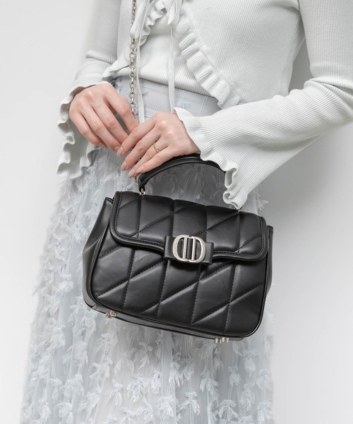 RANDA（ランダ）の「2WAY ビジューパーツキルティングハンドバッグ（ハンドバッグ・レディース・ピンク/ブラック/アイボリー・FREE）」の2枚目の写真