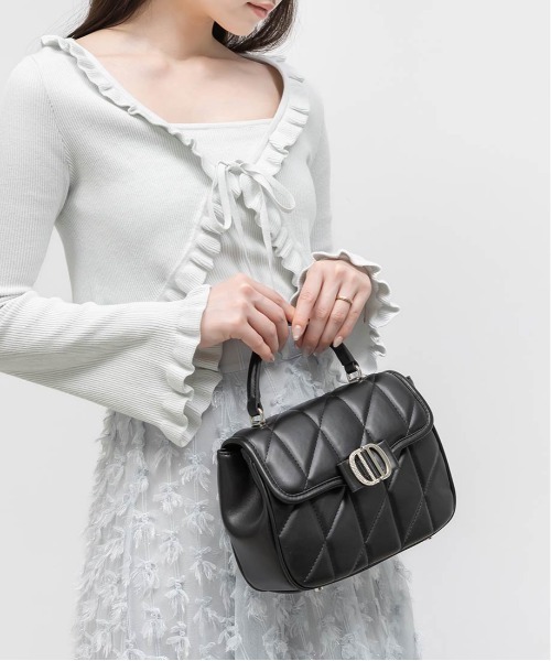 RANDA（ランダ）の「2WAY ビジューパーツキルティングハンドバッグ（ハンドバッグ・レディース・ピンク/ブラック/アイボリー・FREE）」の8枚目の写真