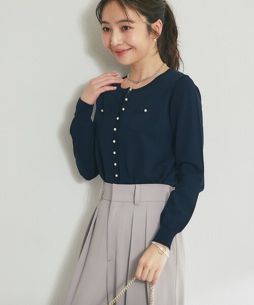 La boutique BonBon（ラブティックボンボン）の「【シリーズ累計お気に入り数1.5万突破！接触冷感・UVカット】クールタッチUVパール釦カーディガン（カーディガン/ボレロ・レディース・ピンク/ネイビー/ホワイト/イエロー・FREE）」の14枚目の写真